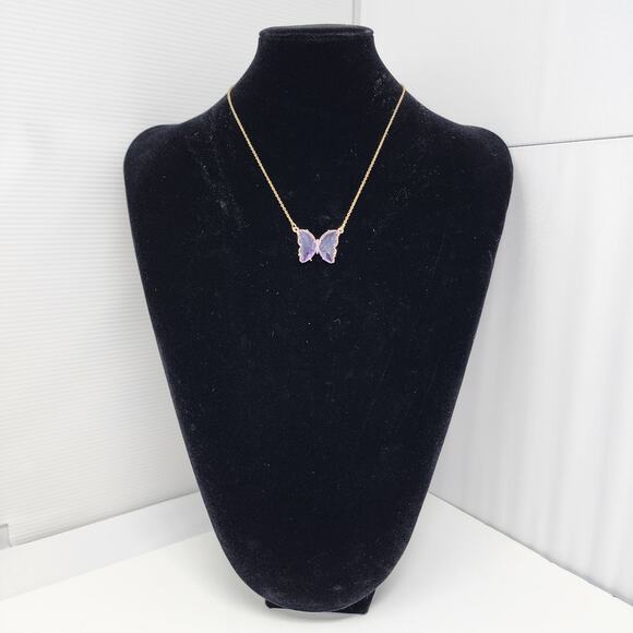 90s Purple Butterfly Retro Necklace - Picture 5 of 8